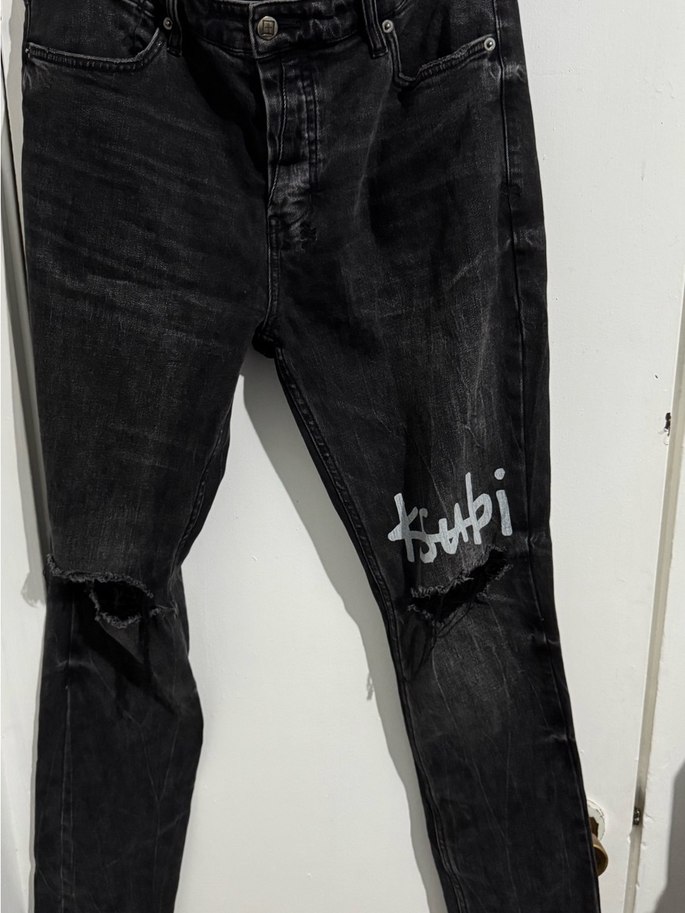 Ksubi Black Skinny Jeans with White Script Logo